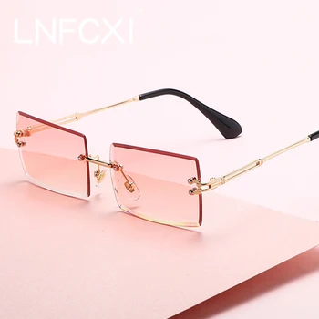 LNFCXI Нов Цвят Правоъгълник Без Рамки Градиентные Слънчеви очила на Жените и Мъжете без рамки Малки Нюанси Модни Слънчеви очила за Мъже Ретро