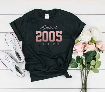 Rose gold-2005 16th birthday limited edition T-shirt gift for her and him 16 year old party shirt UNISEX SHIRT summer памук