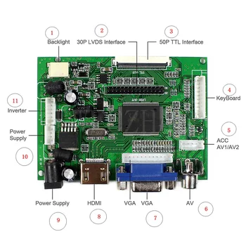 HDMI+VGA Control Board Monitor Kit for B170PW03 V1 LCD LED Screen Controller Board Driver