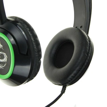 Слушалки Qumo Dragon War Flex, gaming on-ear, микрофон, 3,5 мм, 2 м, черно-зелени Слушалки 2095418 &