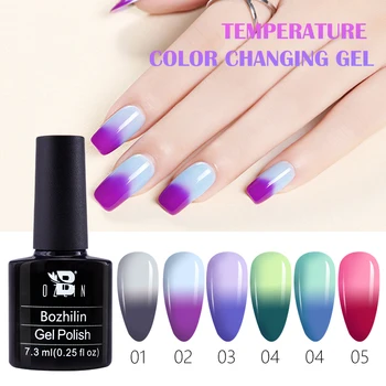 BOZLIN Thermal Gel Polish 2 Colors Changing UV Gel Polish Nail Art Soak Off Полуфинал Permanent Color Temperature Changing Series