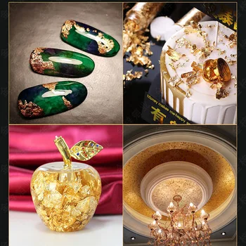 6g Gold/silver/copper Свещ gold leaf ornaments свещ cake decoration Gold Foil Люспи Златно фолио за смола за нокти конфети от златно фолио