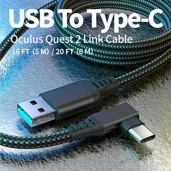 5/6 М Пътуване Бързо Зареждане на Здрав Кабел за Свързване на Преносими PC Игри на 90 Градуса Ъглова Корона USB 3.0 за Type-C За Oculus Quest 2