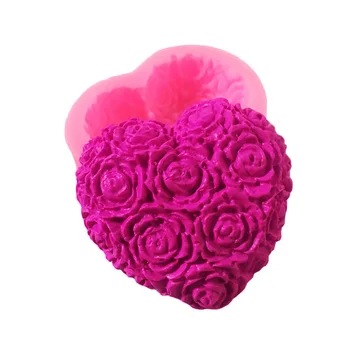 Прекрасно Сърцето на Розата е Цветето на Силикон Сапун Мухъл САМ Скърпвам Торта Форма Мыловарение Доставка 3d Ръчно изработени Бижута Мухъл Инструменти