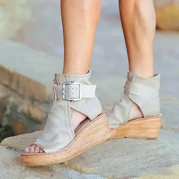 2021 Нови Дамски нескользящие чехли Летни сандали с дебело дъно Обтегач на Наклона на Петата Открит чорап Модни Клинове платформа Обувки на Едро