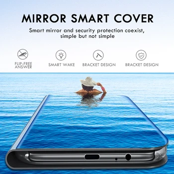Poco-x3 Case Smart Mirror Flip Covers the Case For Xiaomi Little Pocophone Poco X3 X 3 Nfc Pocox3 Pocophonex3 Stand Корпуса Capa Shell