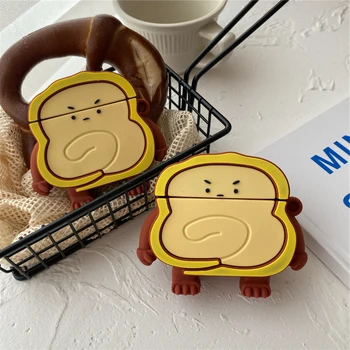 Карикатура хляб мъжете Калъф За Apple airpods pro Покриване на торта Сладък Bluetooth Слушалки, Калъфи, Силиконови Headpone Box кутията За air шушулките 2