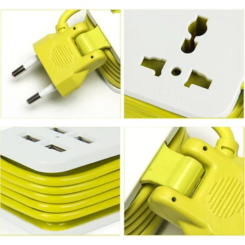 Power Strip 4 USB 1/2 EU Контакти Multi Plug Power Socket 1200W 1.5 m Wire Wall Charger for Mobile Таблети Extension Portable plug