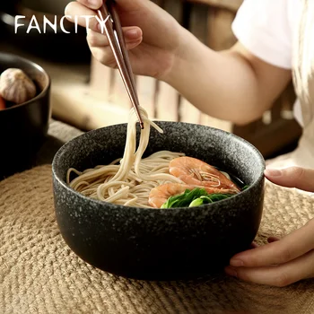 FANCITY Creative noodle wrist, голяма купа ramen, керамична купа просо каша, купа юфка, купа говеждо супа с юфка