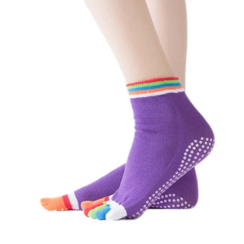 Дамски Ежедневни Йога 5 Пръста Чорапи Упражнения Масаж Пилатес Противоскользящий хлопчатобумажный Чорап Спортни Чорапи За Йога Амортизационен Маратонки, Чорапи за йога
