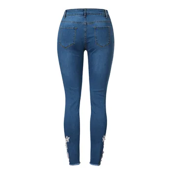 Жените плюс размер Висока Талия Гамаши дънки Печатни Дантела шевове Участък Спортни Панталони Молив Гамаши Спортни Панталони джоба на Панталоните#