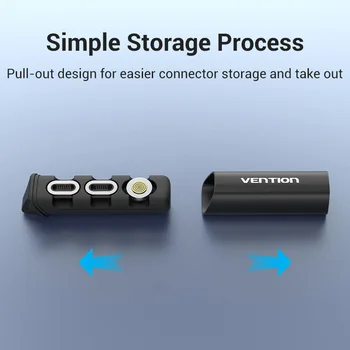 Vention Magnetic Plug Case за Преносим Кутия За Съхранение Type C Chagrer Адаптер за iPhone Huawei, Xiaomi Micro USB Пфи Кабелен Органайзер 3p