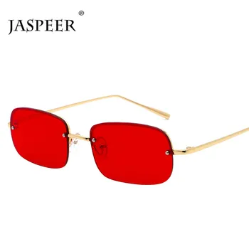 JASPEER Правоъгълник Слънчеви Очила Жените Малко Пънк Слънчеви Очила Мъжете UV400 Шофиране Без Марка Дизайнер Реколта Мода Очила