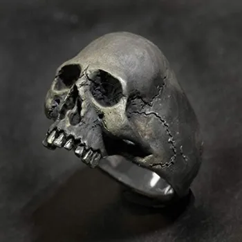Пънк Vintage Men 's Stainless Steel Skull Ring Готик Пънк Horror Skull Biker Ring Cool Men' s Jewelry Gift Size 7-14