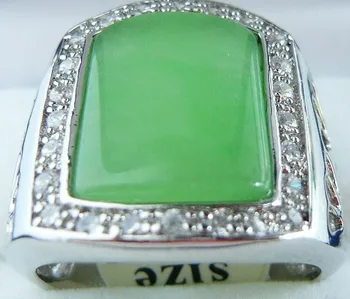 оптовое модно мъжко посеребренное зелен пръстен от Естествен камък(#9.10.11)