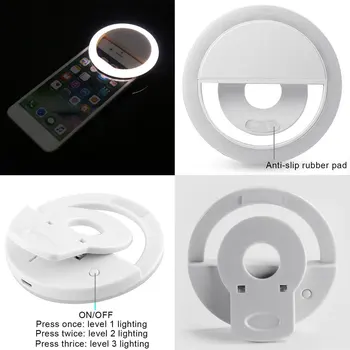 Красотата на Селфи Светлина USB Мобилен Телефон Светлина Клип Селфи 3 Яркостта на Димиране на LED Авто Селфи Грим Огледало на Светлината на Фенерче