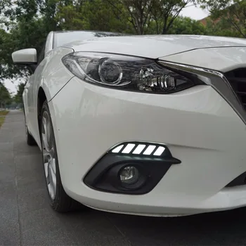 Светлина мигач и потъмняване стил Реле 12V LED колата DRL дневни светлини с дупка противотуманной фарове за Mazda 3 axela 2016