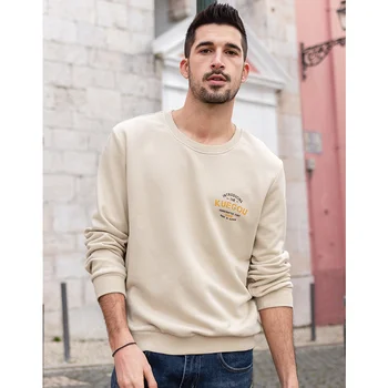 KUEGOU Brand cotton 2020 new Men ' s hoodies sweatshirts Europe letters printing sweatshirts top Plus size MW-2232