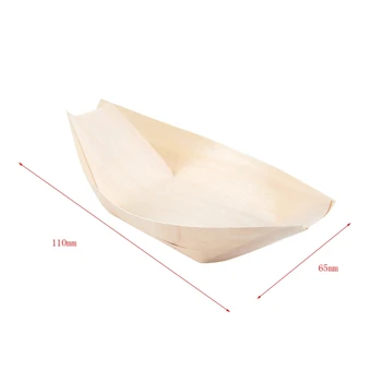 50x finger food bowls boat biodegradable wood 11 x 6.5 cm