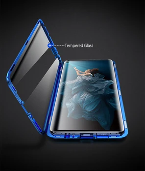 Метален Магнитен Калъф Huawei Nova 5T Case Двустранно Закалено Стъкло Пълен Защитен Калъф Case за Huawei Honor 20 Honor20 Case