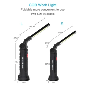 LED Light Work USB акумулаторна COB LED фенерче Магнитен 5 режима на Бяла светлина от факел водоустойчив за ремонт на автомобили с магнит