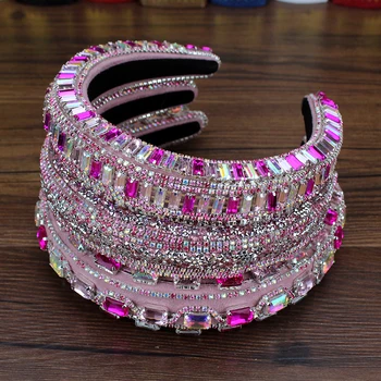 луксозни меки барок кралицата на бала накити за косата блестящ розов кристал сватбени колела за планински кристал, ръчно изработени колела за коса за жени