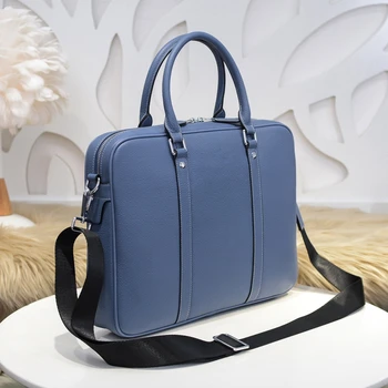 Унисекс син кожен портфейл с голям капацитет чанта чанта през рамо чанта пратеник