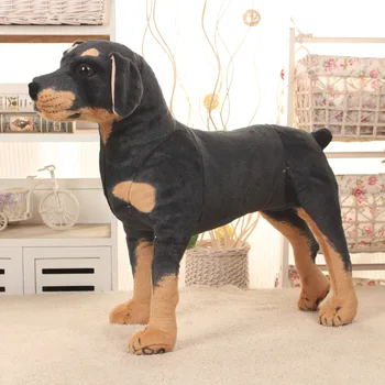70 см Прекрасен Стоящ Черно куче Възглавница жива Имитация на Препарирани Животни модел Деца, закрепване на украса Плюшени кукли, Детски играчки подарък