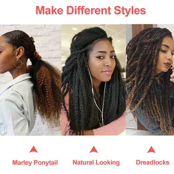 FORCUTEU Marley Hair for Twists Afro Извратени Къдрава Twist на една Кука Косата 18 инча Кожен Ombre Синтетичен Тъкане на Косата Черен