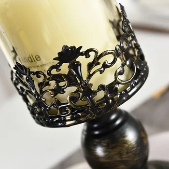Начало декор на Европейския iron художествен стъклен свещник сватбена атмосфера на хотела, романтична мебели булчински бижута свещници