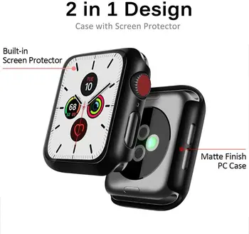 Твърд Калъф за Apple Watch Серия 3 Series 2/1 42 мм Протектор на Екрана iWatch Закалено Стъкло 3D 9 H броня Капак PC