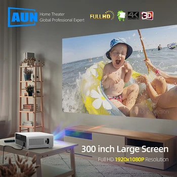 AUN Full HD Проектор AKEY7Max Native 1080P 7500 Lumen 3D Home Cinema Поддръжка на 4K Съвместимост с PC TV Box PS4