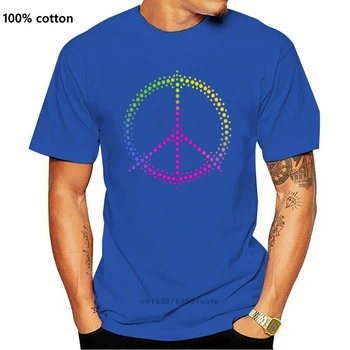 Velocitee Ladies T-Shirt Neon Cnd Peace Sign Цветна Светят В Тъмното W16961 Slim Fit Tee Shirt