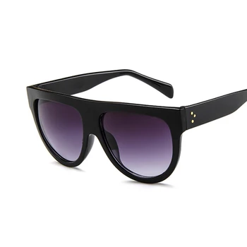 Плосък Покрив Големи Жени Слънчеви Очила Ретро Щит Форма Luxy Марката Дизайн Голям Кадър Нитове Нюанси Слънчеви Очила Дама UV400 Очила