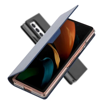 Galaxy Fold 2 Case Case for Galaxy Z Fold2 5G Кожен Флип Калъф Калъф за Мобилен Телефон 2 Цвята по Избор на Нови Приходи