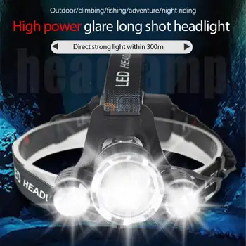Силна Светлина за Мъгла Главоболие Фенер Фарове Водоустойчив 3 LED Вграден Usb Акумулаторна батерия с Работно Светлина Риболовни Фарове