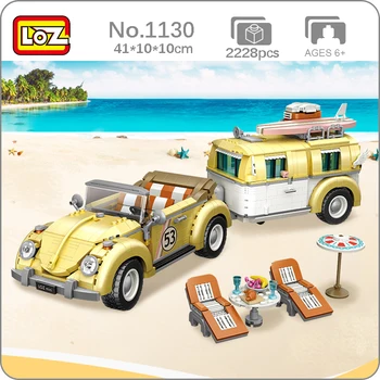 LOZ 1130 Holiday Touring Car Vehicle Caravan Beach Chair Food Bread 3D Модел на Кухненски Блокове, Тухли, Строителни Играчки за Деца, нямат Кутии