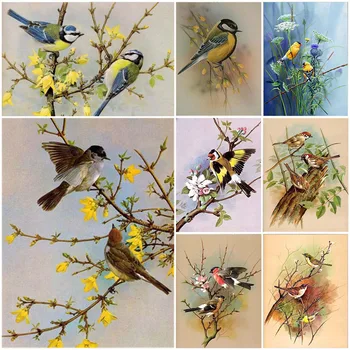 MEIVN САМ Diamond Живопис Птиците Sitting on Branch Full Square Diamond Embroidery Bird Animal Rhinestones Pictures Crafts Kit