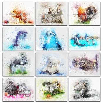 New Diamond painting Animal Owl Chicken Dolphin Dog Rabbit Squirrel 5D DIY Full Square Drill embroidery Round mosaic Drawing 981