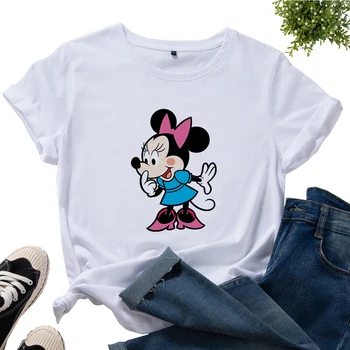 Топ Female Tee Fashion T-тениски Мики Minnie Mouse T Shirt New Women 