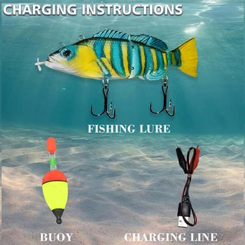 Роботизирана Стръв За Плуване, Риболов Авто Електрически Стръв, Примамки, Воблери За 4-Сегментных Swimbait USB Акумулаторни Мигащ LED Светлина