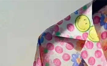 Дамски Цветна Блуза Усмивка Печат Нарези Однобортный С Къс Ръкав Ежедневни Риза 2021 Лято
