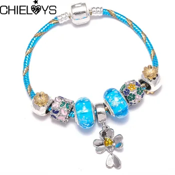 CHIELOYS New Синята Змия Chain Crystal bead Brand Чар Гривни, Гривни, сребърно покритие Гривни За Жени femme направи си САМ Бижута