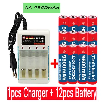 2020 New Tag AA battery 9800 mah rechargeable battery AA 1.5 V. Rechargeable New Alcalinas drummey +1бр 4-элементное зарядно устройство