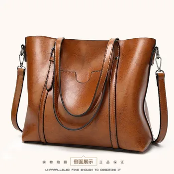 Естествена кожа за Дамски чанти 2021 Нов класически вятър преносим голяма чанта чанта темперамент женствена чанта