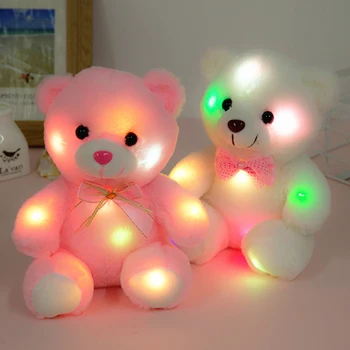 Креативни LED Сензор Мечка Кукла Пълнени Животни Светлинни Играчки Цветни Светещи Плюшени Играчки Цветни Плюшени кукли, детски подарък