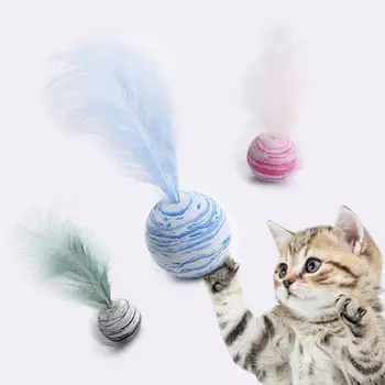 Cat Toy Star Ball Plus Feather EVA Материал Light Foam Топка Метательная Играчка Star Texture Топка Feather Toy For Cat Dog Supplies