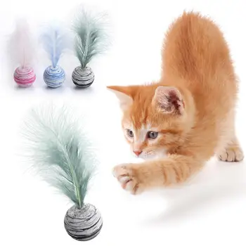 Cat Toy Star Ball Plus Feather EVA Материал Light Foam Топка Метательная Играчка Star Texture Топка Feather Toy For Cat Dog Supplies