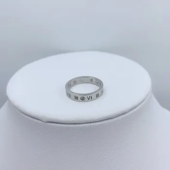 Сребро 925 пръстен мода римски цифри Циркон-популярните аксесоари Жена луксозна марка бижута logo1:1 Празничен подарък