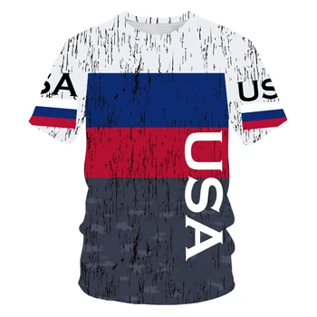 Мода лято новият национален флаг серия American 3D printing О-образно деколте мъжка тениска Ежедневни градинска мъжки дрехи плюс размер на ризата